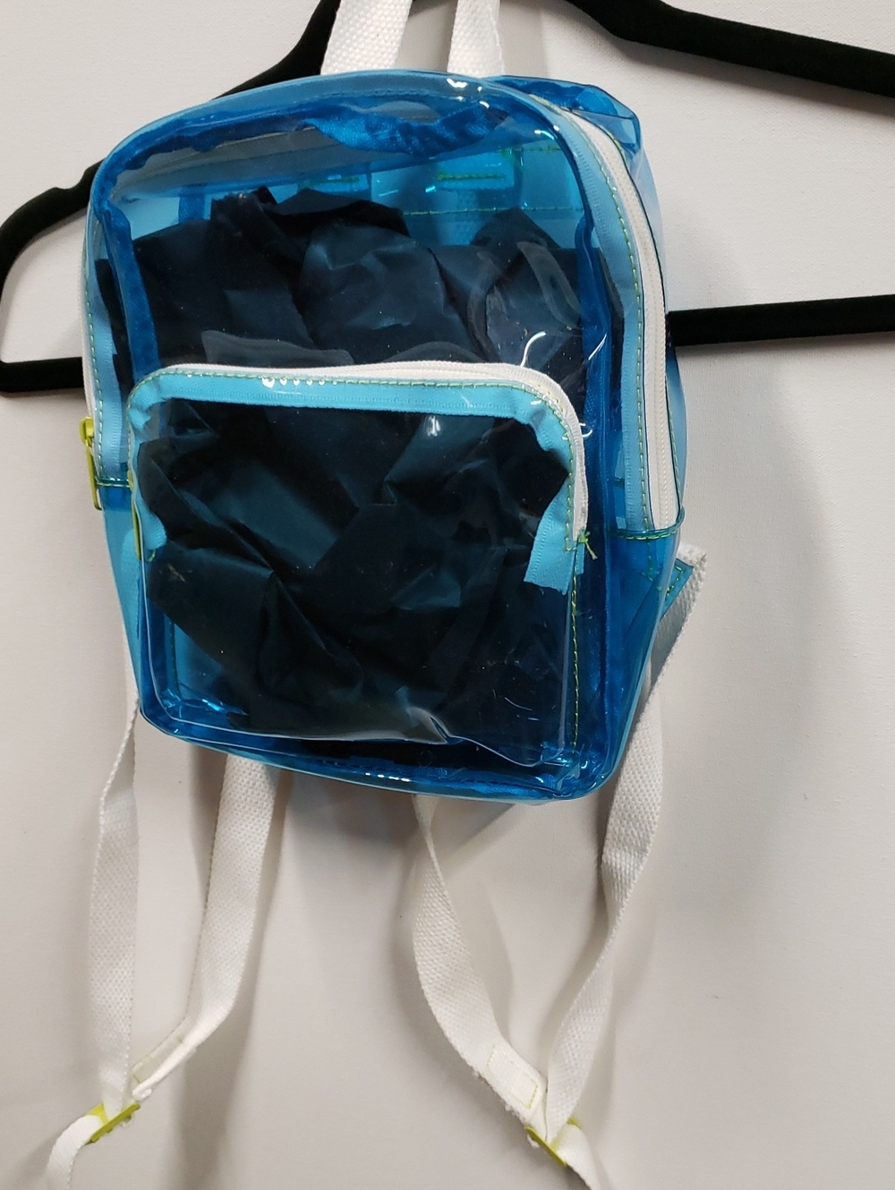 Clear Blue PVC Mini Backpack with White Straps